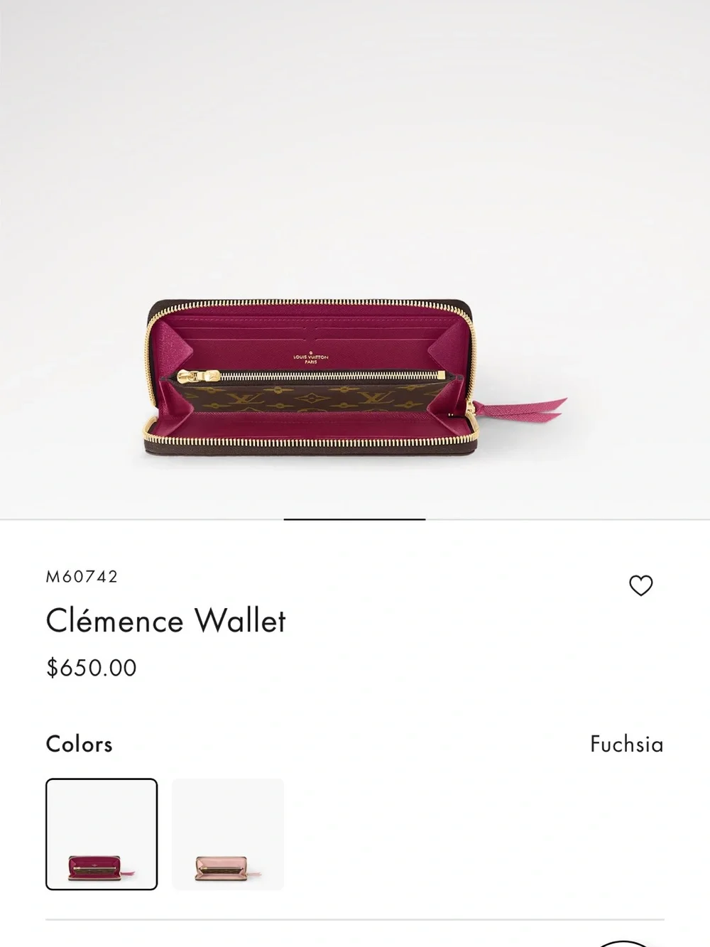 Louis Vuitton Monogram Zip Around Clemence Wallet - Brown & Fuschia